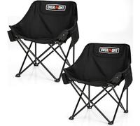 OVERMONT Chaise de Camping Pliable et Légère - Charge maximale 135 kg - Lot de 2 Chaises Pliantes avec Sac de Transport pour Jardin, Balcon, Plage et Pêche, Noir