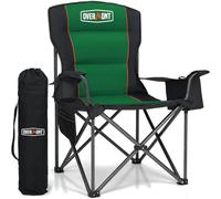 OVERMONT Chaise de Camping Pliante Portable avec Poche Isotherme, Porte-gobelet, Siège Réglable, Sac de Transport - Rembourrée pour Voyages en Plein Air, Plage, Pique-niques, Randonnée