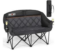 OVERMONT Chaise de Camping Pliante pour 2 Personnes - Grande Chaise de Jardin avec Dossier Haut - Chaise Pliante Portable pour Camping, Jardin, Balcon, Plage, pêche - Jusqu’à 850 kg - Noir
