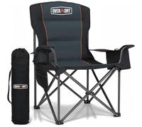 OVERMONT Chaise de Camping surdimensionnée Adulte, supporte 204 kg, Noire | Chaise pliante robuste avec poche isotherme et sac, pour camping, plage, jardin et pique-nique