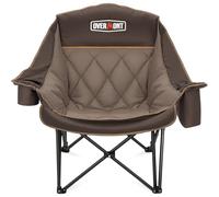 OVERMONT Chaise de Camping XL Surdimensionnée pour Adultes - Chaise Pliable Rembourrée à Support Renforcé 204 kg avec Porte-gobelet et Poche Latérale pour Sports Jardin Plage Pêche Pelouse Kaki