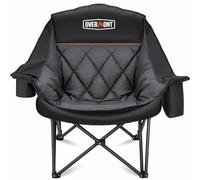 OVERMONT Chaise de Camping XL surdimensionnée pour Adultes - Chaise Pliable Rembourrée à Support Renforcé 204 kg avec Porte-gobelet et Poche Latérale pour Sports Jardin Plage Pêche Pelous Bleu