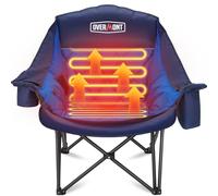 OVERMONT Chaise Pliante Camping Chauffante XL - 3 Niveaux de Chauffage,Assise et Dossier Chauffants Séparément - Charge Max 181 kg,Poltrona Pliable avec Coussin - Pour Extérieur,Intérieur,Camping Bleu