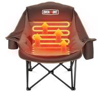 OVERMONT Chaise Pliante Camping Chauffante XL - 3 Niveaux de Chauffage,Assise et Dossier Chauffants Séparément - Charge Max 181 kg,Poltrona Pliable avec Coussin - Pour Extérieur,Intérieur,Camping,Kaki