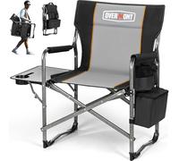 OVERMONT Chaises de camping surdimensionnées pour adultes - 180 kg - Chaises d'extérieur pliantes robustes avec table d'appoint pliable et sac isotherme pour extérieur, festival, barbecue, plage
