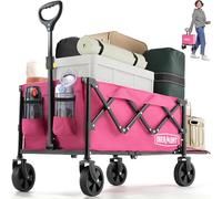 OVERMONT Chariot d'épicerie Pliable - Chariot Utilitaire Pliable et Robuste avec Roues - Chariot d'épicerie de Jardin léger de 100 L pour Le Shopping, l'épicerie, Le Sport, Le Jardin (Rose)