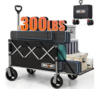 Overmont Chariot d'épicerie Robuste et Pliable avec hayon, de 200 L, Chariot d'épicerie Utilitaire avec Poches latérales et Freins pour Camping, Sport, Shopping, Jardin