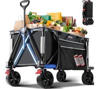 Overmont Chariot Pliable - Chariot Utilitaire Pliable Robuste de Grande capacité de 150 L avec Poches latérales pour Camping, Sport, épicerie, Pique-Nique - Charge de 120,2 kg