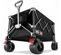Overmont Chariot Pliable Ultra-Compact - Chariot de 150 L Portable avec Roues Tout-Terrain, Utilitaire pour Plage, Courses, Camping et Jardinage - Capacité de Charge de 150 kg - Noir