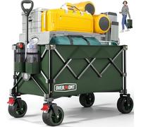 Overmont Chariot Pliable Ultra-Compact - Chariot de 150 L Portable avec Roues Tout-Terrain, Utilitaire pour Plage, Courses, Camping et Jardinage - Capacité de Charge de 150 kg - Vert