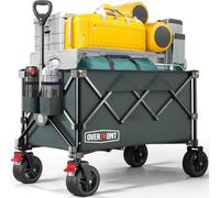 Overmont Chariot Pliable Ultra-Compact - Chariot de 150 L Portable avec Roues Tout-Terrain, Utilitaire pour Plage, Courses, Camping et Jardinage - Capacité de Charge de 150 kg - Gris
