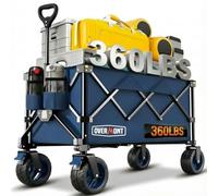 Overmont Chariot Pliable Ultra-Compact - Chariot de 150 L Portable avec Roues Tout-Terrain, Utilitaire pour Plage, Courses, Camping et Jardinage - Capacité de Charge de 150 kg - Bleu