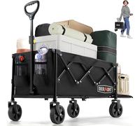 OVERMONT Chariot d'épicerie Pliable - Chariot Utilitaire Pliable et Robuste avec Roues - Chariot d'épicerie de Jardin léger de 100 L pour Le Shopping, l'épicerie, Le Sport, Le Jardin - Noir