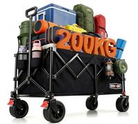 Overmont Chariot Pliable XXL 118 cm - 270 L Grande Capacité, Charge Max 200 kg - Chariot de Transport Robuste avec Grandes Roues Tout-Terrain, Modèle Allongé - pour Camping, Plage, Jardin, Courses