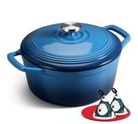 OVERMONT 26 cm Cocotte en Fonte Émaillée Four Hollandais Antiadhésive avec Couvercle Poignées e Recette