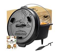 OVERMONT Dutch Oven Marmite Fonte Four Néerlandais avec Lève-Couvercle pour Camping, Cuisson Barbecue
