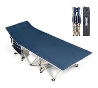 OVERMONT Lit de Camping Pliable - Lit de Tente avec Sac de Transport, Lit de Voyage Portable en Toile Oxford à Double Couche, Léger, pour la Maison, la Sieste au Bureau Jardin la Plage - Bleu