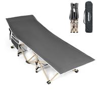 OVERMONT Lit de Camping Pliable - Lit de Tente avec Sac de Transport, Lit de Voyage Portable en Toile Oxford à Double Couche, Léger, pour la Maison, la Sieste au Bureau Jardin la Plage - Gris