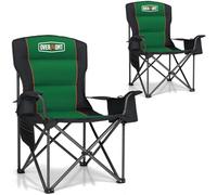 Overmont Lot de 2 chaises de camping pliantes surdimensionnées - Support de 204 kg avec coussins rembourrés et poches rafraîchissantes - Chaises pliables robustes pour le sport, le jardin, la plage,