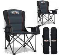 OVERMONT Lot de 2 chaises de Camping surdimensionnées, 204 kg chacune | 2 chaises pliantes robustes avec poches isothermes et sacs, pour camping, plage, jardin et pique-nique
