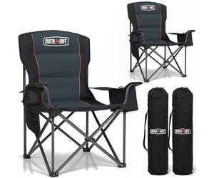 OVERMONT Lot de 2 chaises de Camping surdimensionnées, 204 kg chacune | 2 chaises pliantes robustes avec poches isothermes et sacs, pour camping, plage, jardin et pique-nique