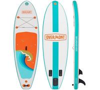 Overmont Planche de Sup Gonflable - Stand Up Paddle avec Accessoires - Inclut Une pagaie réglable, Une Pompe, Un aileron Amovible, Un Leash de Surf et Un Sac à Dos étanche