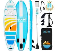 Overmont Planche Paddle Gonflable Adulte 323 × 84 × 15 cm, Stand Up Paddle avec Kit Complet, Pagaie Réglable, Pompe, Sac à Dos, Leash et 3 Ailerons, Sup Stable et Facile à Transporter-Tricolore