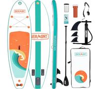 Overmont Planche Paddle Gonflable Adulte 323 × 84 × 15 cm, Stand Up Paddle avec Kit Complet,Pagaie Réglable,Pompe, Sac à Dos, Leash et 3 Ailerons,Sup Stable et Facile à Transporter-Coucher de Soleil