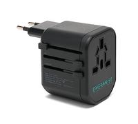 OVERMUST - Adaptateur de Voyage Universel, 2 Ports USB, Prises Interchangeables UK/EU/USA/AUS, 100V-240V, PC Résistant, Compact 6.6x5.1x5.3cm, Léger 124g, Adaptateur Voyage
