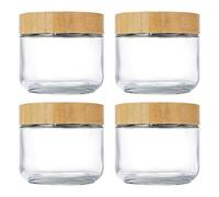 Overnight Oats Containers with Lids, 4 Pieces 10oz Glass Canisters, Airtight Wide Mouth Leak-Proof Jars for Meal Prep, Snacks, Yogurt, Oatmeal, Sugar, Kitchen Storage, Portable Food Prep, Home