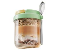 Overnight Oats Containers With Lids |- 400ml Reusable Airtight Oatmeal Cup With Spoon | Glass Meal Prep Containers | Convenient Storage For Pudding Cereal Salad Parfait Fruit | Ideal For Preparing N