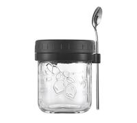 Overnight Oats Jar 1 ensemble de tasses de petit déjeuner en verre de 400ml, contenant d'avoine de nuit, récipients alimentaires avec cuillère, pot de graines de Chia for la maison, le bureau et les f