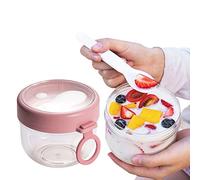 Overnight Oats Verre | Récipient d'avoine | Gobelet portable à flocons d'avoine avec couvercle et cuillère, contenants 600 ml pour la préparation des repas