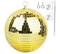 Oversevenls Boule à Facettes Disco 20 cm avec chaîne d'extension et crochet de suspension - Décoration Scintillante pour Fêtes et Événements, Doré