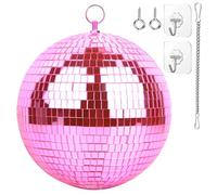 Oversevenls Boule à Facettes Disco 20 cm avec chaîne d'extension et crochet de suspension - Décoration Scintillante pour Fêtes et Événements, Rose