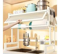 Oversink Dish Drying Rack ,Space Saving Dish Drying Rack ,Home Furnishing Over The Sink Dish Drainer Drying Rack 3 Tier Over Sink Dish Rack for Kitchen Sink Organizer Countertop (White,75cm/29.5in)