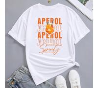 Oversize T-shirt blanc pour femme avec impression Aperol Spritz, coupe ample, T-shirts graphiques avec inscription "Spritz IS ALWAYS THE ANSWER" pour femmes, hauts d'été L,M,S,XLLettres,Plantes,Slogan