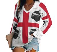Oversize Très Large Multicolore Blouse Femme À Manches Longues Grande Drapeau du Royaume de Sardaigne Taille Decontractee Retro Haut Ample Souple Vêtement