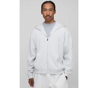 Oversized Boxy Country Club Heavyweight Rib Zip Through Hoodie homme - gris - L, gris