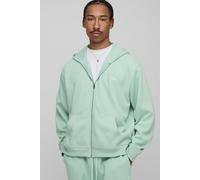 Oversized Boxy Country Club Heavyweight Rib Zip Through Hoodie homme - vert - M, vert