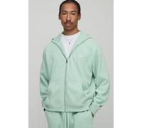 Oversized Boxy Country Club Heavyweight Rib Zip Through Hoodie homme - vert - XS, vert