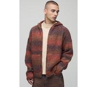 Oversized Boxy Fit Ombre Stripe Knitted Zip Through Hoodie homme - orange - M, orange
