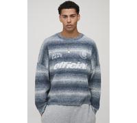Oversized Boxy Fit Ombre Stripe Official Graphic Knitted Jumper homme - gris - XS, gris