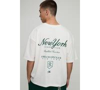 Oversized Boxy Heavyweight New York Script T-Shirt homme - ecru - XS, ecru