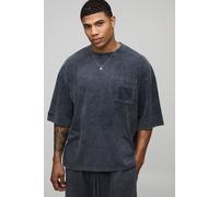 Oversized Boxy Heavyweight Washed Pocket Applique T-Shirt homme - gris - M, gris