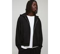 Oversized Boxy Loopback MAN Script Double Ended Zip Through Hoodie homme - noir - XS, noir