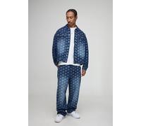 Oversized Boxy Monogram Washed Denim Jacket homme - bleu - L, bleu