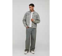 Oversized Boxy Monogram Washed Denim Jacket homme - gris - M, gris