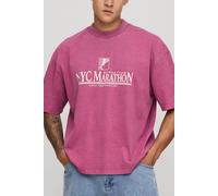 Oversized Boxy NYC Marathon Leisure Washed T-Shirt homme - bordeaux - M, bordeaux