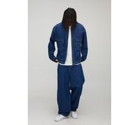 Oversized Boxy Washed Cargo Denim Jacket homme - bleu - XL, bleu